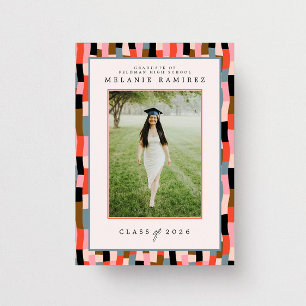 Playful Colourful Retro Photo Graduation Invitation