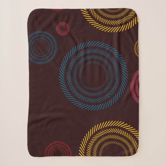 Playful, colourful, trendy, cool striped circles sherpa blanket (Front)