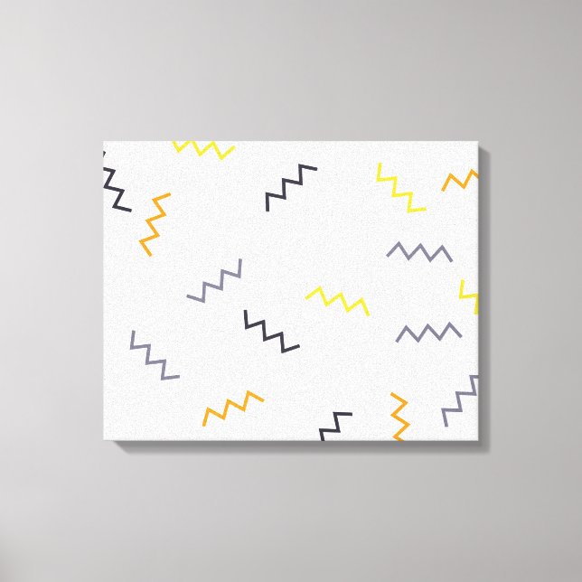 Playful, colourful, trendy, modern memphis zigzags canvas print (Front)