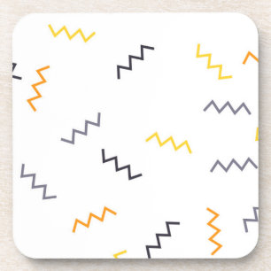 Playful, colourful, trendy, modern memphis zigzags coaster