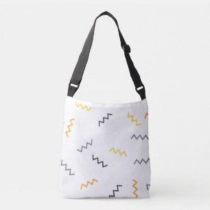 Playful, colourful, trendy, modern memphis zigzags crossbody bag
