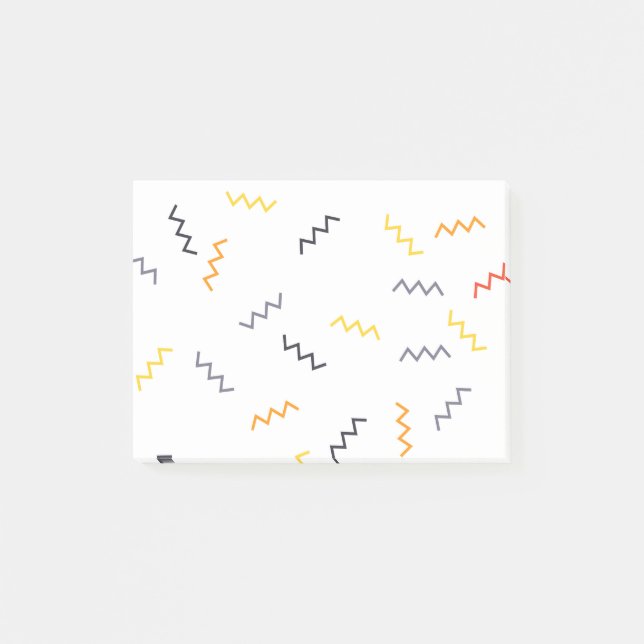 Playful, colourful, trendy, modern memphis zigzags post-it notes (Front)