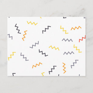 Playful, colourful, trendy, modern memphis zigzags postcard