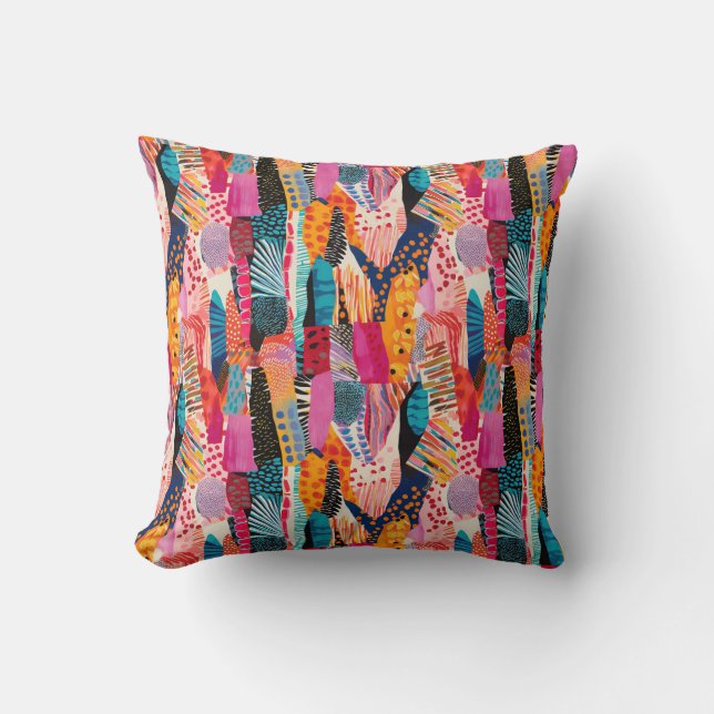 Playful Colours Abstract Pattern Throw Pillow (Front)