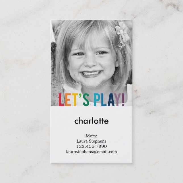 Playful Colours Mommy Card / Play Date Card (Front)