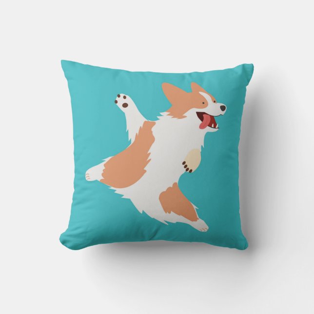 Playful Corgi Throw Pillow (Front)