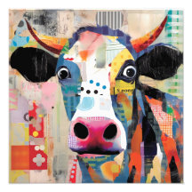 Playful Cow, an Artistic and Eclectic Collage