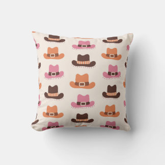 Playful Cowboy Hat Pattern Throw Pillow