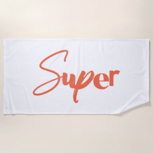 Playful, creative, cool trendy red design of Super Beach Towel