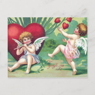 Playful Cupids Retro Cute Vintage Valentine Hearts Holiday Postcard