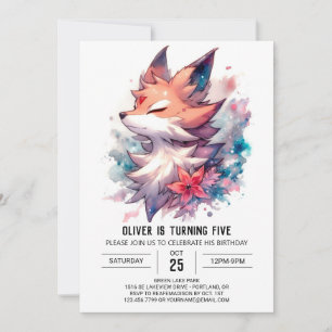 Playful Custom Fox Birthday Invitation
