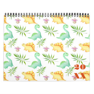 Playful Custom Pre-historic Dinosaur Theme Calendar