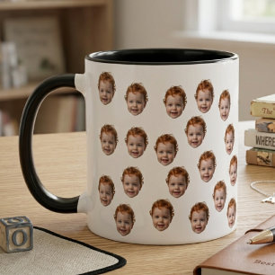 Playful Cute Baby Face Photo Pattern Design Mug