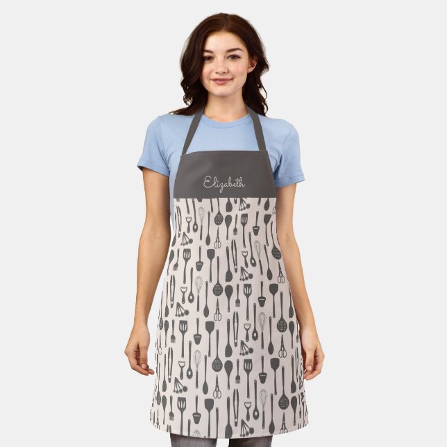 Playful Cute Baking Apron Colorful Kitchen Utensil (Worn)