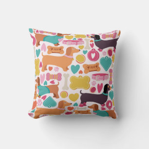 Playful Dachshund Design Throw Pillow