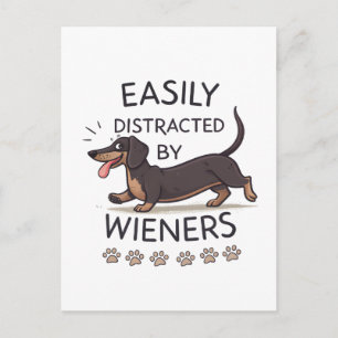 Playful Dachshund Dog Funny Cartoon Art Postcard