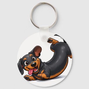 Playful Dachshund Puppy Keychain