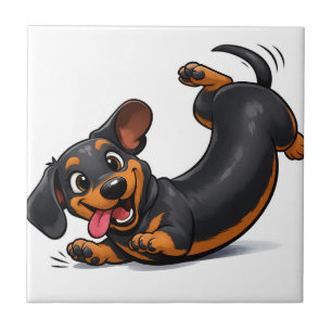 Playful Dachshund Puppy Tile