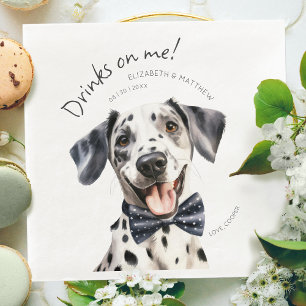 Playful Dalmatian Waiter Watercolor Customizable Napkin