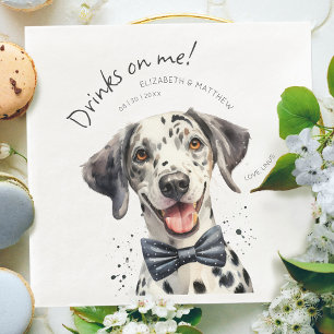 Playful Dalmatian Waiter Watercolor Customizable Napkin