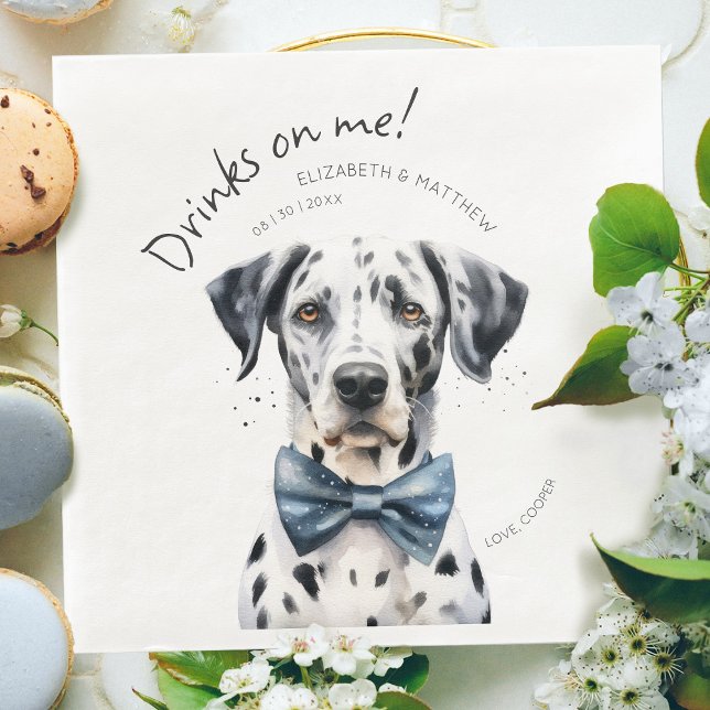 Playful Dalmatian Waiter Watercolor Customizable Napkin (Creator Uploaded)