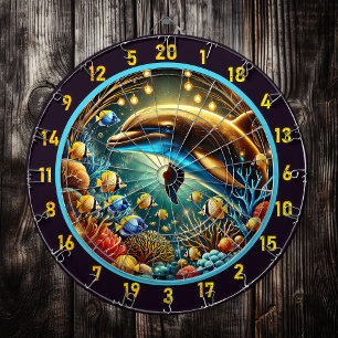 Playful Depths Dolphin Dartboard Scene