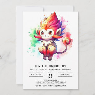 Playful Digital Monkey Birthday Invitation