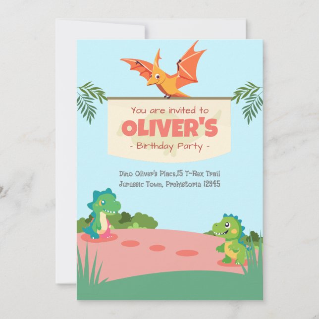 Playful Dino Playground Birthday  Invitation (Front)