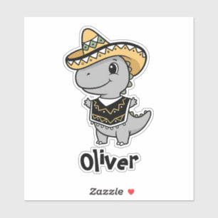 Playful Dinosaur in Festive Sombrero & Poncho