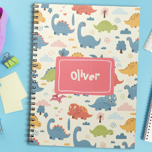 Playful Dinosaur Pattern Personalized Notebook