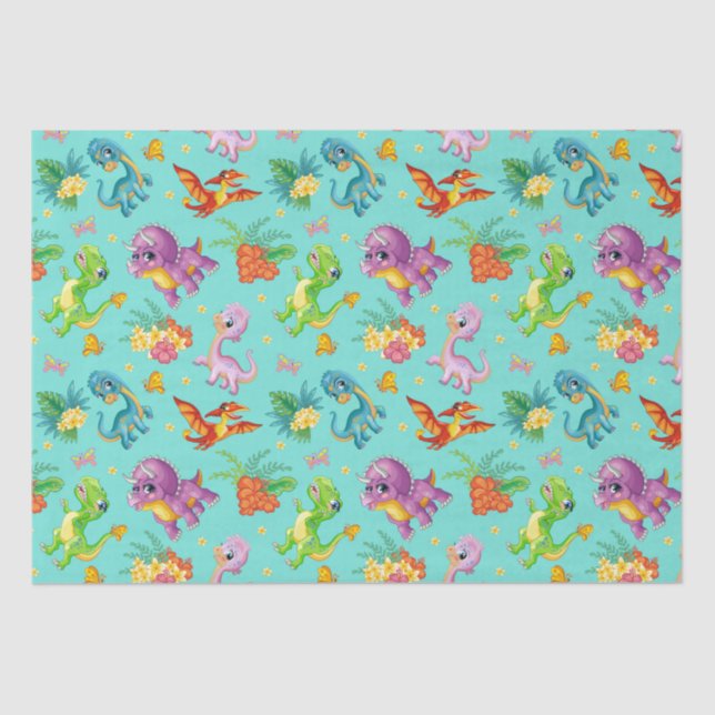 Playful Dinosaur   Tissue Paper (Front)