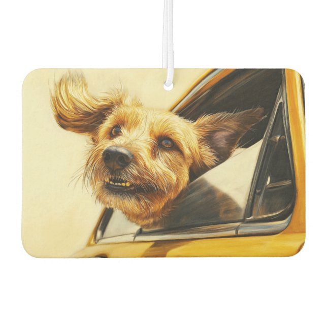 Playful Dog Enjoying Car Ride Art Print Air Freshener (Front)