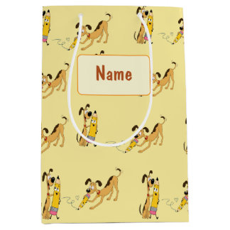 Playful Dog & Happy Pencil Pattern Medium Gift Bag