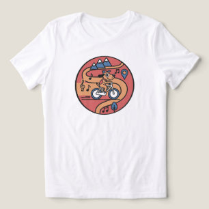 Playful Dog on Bike – Retro Cartoon   WHITE ONLY Tri-Blend Shirt