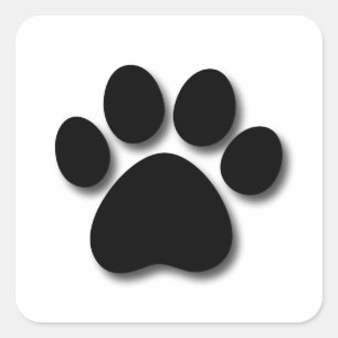 Playful Dog Paw Print for Dog Lover BLACK PAW C01 Square Sticker