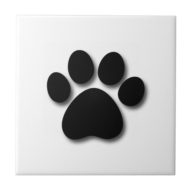 Playful Dog Paw Print for Dog Lover BLACK PAW C01 Tile (Front)