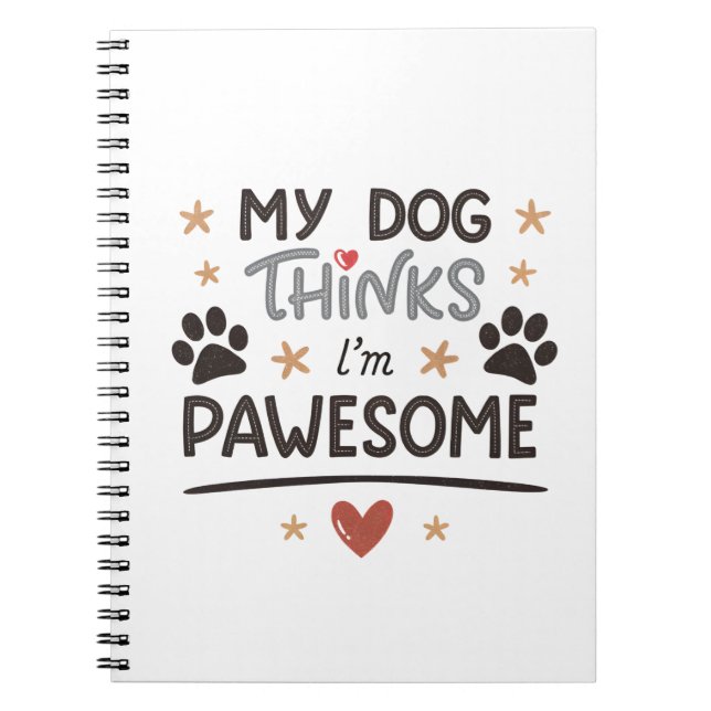 Playful Dog Pawesome Cartoon Art Notebook (Front)