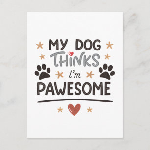Playful Dog Pawesome Cartoon Art Postcard