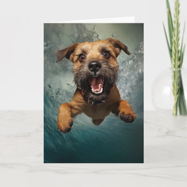 Playful Dog Swimming Underwater Design Card (Front)