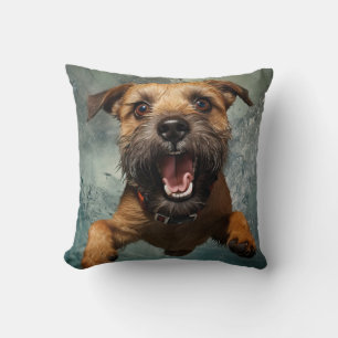 Playful Dog Swimming Underwater Design Throw Pillow