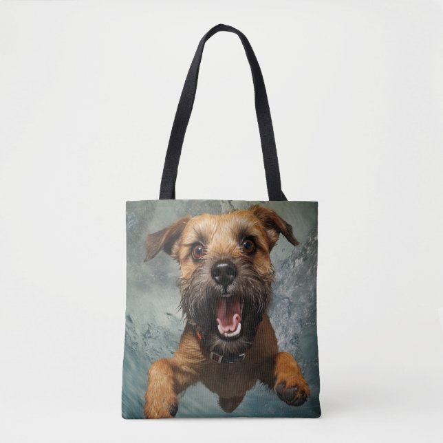Playful Dog Swimming Underwater Design Tote Bag (Front)