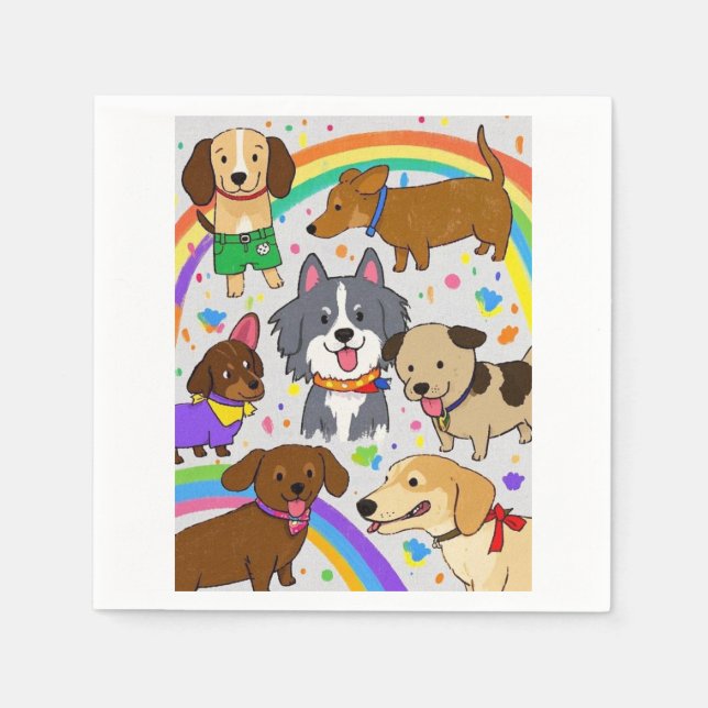 Playful Dogs Puppies  Napkin (Front)