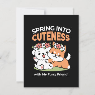 Playful Dogs with Flower Crowns – Fun Spring Theme Postcard