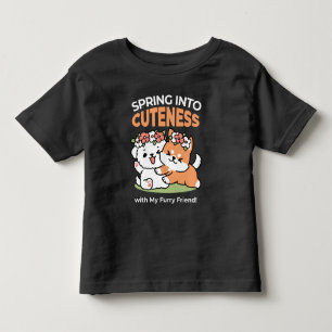 Playful Dogs with Flower Crowns – Fun Spring Theme Toddler T-shirt