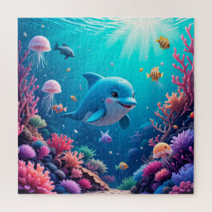 Playful Dolphin Ocean Marine Life Puzzle Fun 🌊