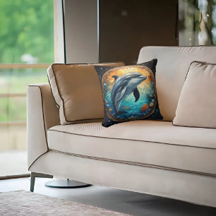 Playful Dolphin  Throw Pillow