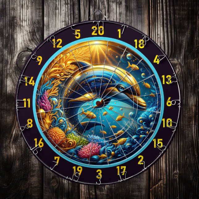 Playful Dolphins Dartboard: Game Room Star Dartboard (Creator Uploaded)