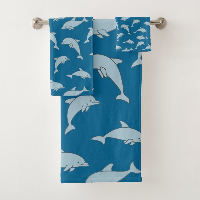 Playful Dolphins Design Bath Towels (Insitu)