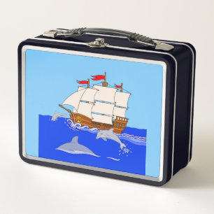 Playful Dolphins Metal Lunch Box