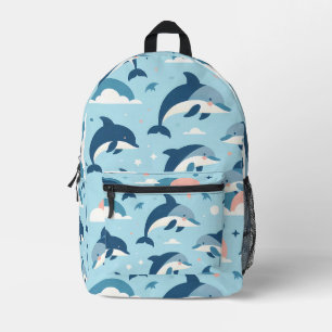 Playful Dolphins Pattern Printed Backpack